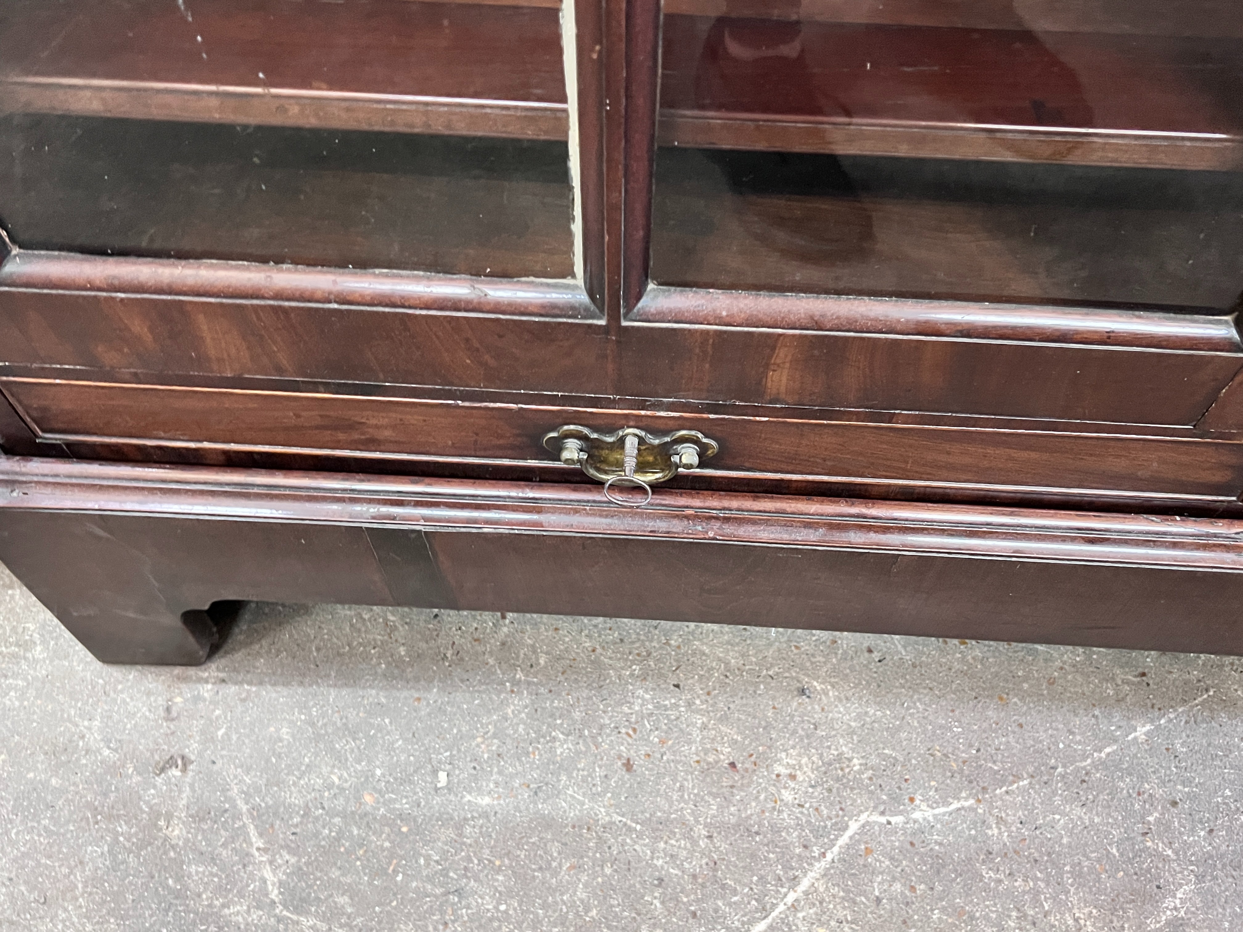 A 19th century and later glazed mahogany four door bookcase, width 161cm, depth 47cm, height 264cm